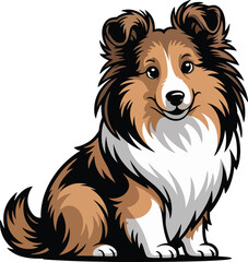 Cute cartoon a illustrator vector shetland sheepdog