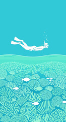 Obraz premium Serene Underwater Exploration Discovering Vibrant Coral Reefs And Marine Life