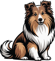 Cute cartoon a illustrator vector shetland sheepdog