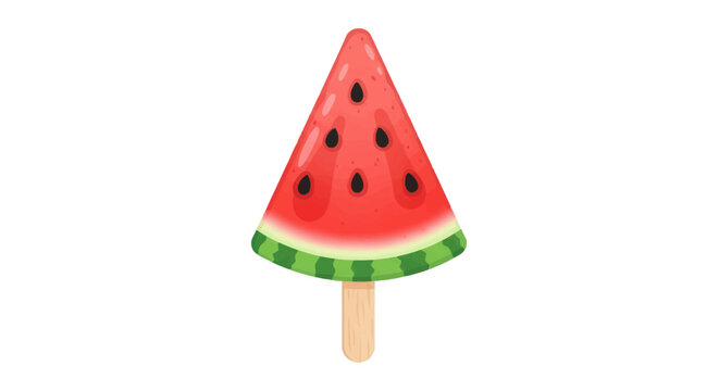 Refreshing Watermelon Slice Popsicle on a Wooden Stick.
