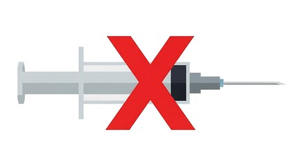 Obraz premium No Vaccination Symbol - Medical Syringe with Red Cross Mark.