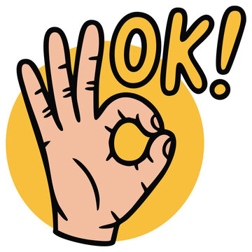 Hand showing okay sign for communication gestures vector art