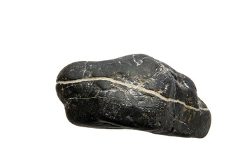 Obraz premium Smooth black river rock with white stripe cutout