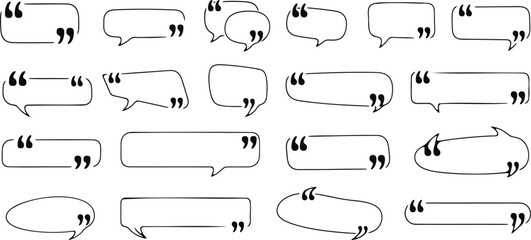 A collection of various empty speech bubbles on a white background
