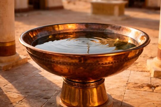 Bronze Basin In Ancient Tabernacle Courtyard