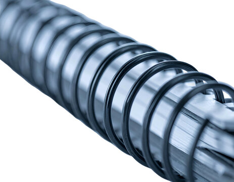 Detailed close-up of metal binding coil on a book