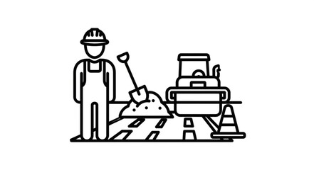 Construction Worker with Heavy Machinery. © Kurs