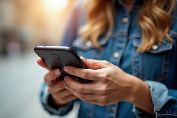 Close-Up Image of Woman Utilizing Mobile Banking App for Two-Factor Authentication in Secure Money Transfer.