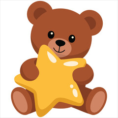 Bear cub flying in sky holding star for children vector design © azzedine