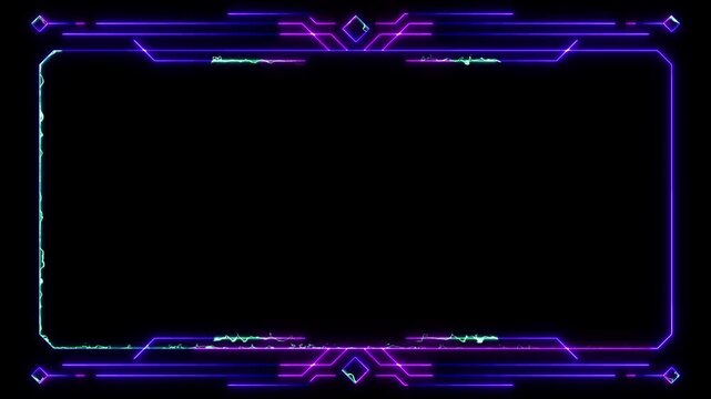 Tech frame Neon Motion Graphic Infinite Seamless Background Video Obs Overlay And Streaming Overlay	
