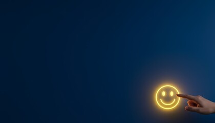 Engaging Smiley Icon on Blue Background, Digital Graphic, Emotional Connection