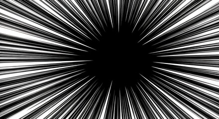 Obraz premium abstract radial speed lines background bursting from a black void a dynamic graphic conveying fast motion and impact for modern design.