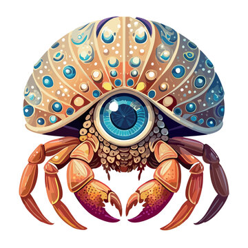 Hermit crab met eye of providence als schelp