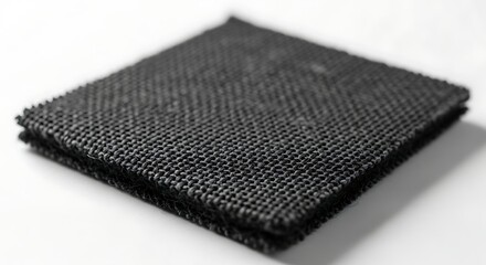 Black woven fabric texture on white background