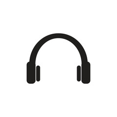 Fototapeta premium Simple black minimalist headphone icon isolated on white background for music and audio device interface