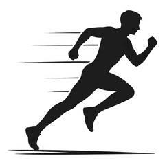 Fototapeta premium Dynamic Running Man Silhouette – Jogging Fitness Pose Isolated on White Background