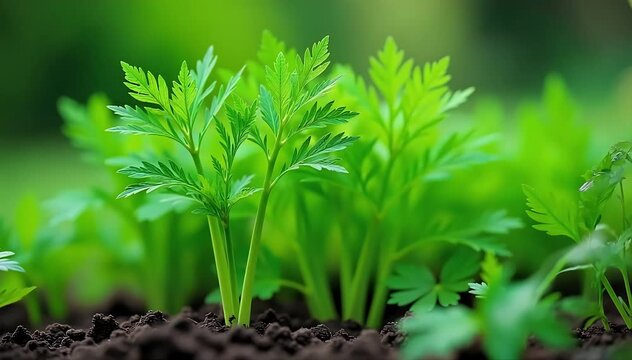 A backyard herb garden with lush dill growth and healthy feathery leaves 