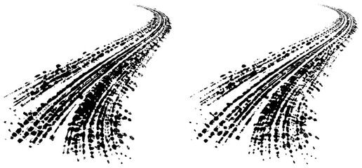 PNG dirty rubber marks overlay on transparent background. Skid texture for drift and burnout designs. © Ekaterina