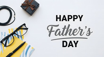Happy father's day celebration with glasses and gift
