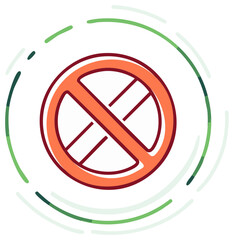 Fototapeta premium Stylized Prohibition Sign with Green Swirls Symbolizing Restriction and Boundaries