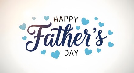 Happy father's day greeting card with blue hearts
