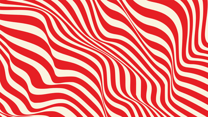 Bold abstract seamless pattern featuring red and cream wavy diagonal stripes for striking background textures © Amir