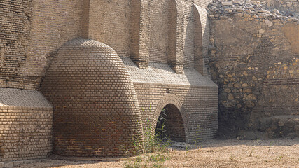 Ancient brick arch and vaulted ruins in Cairo showing historic Islamic architecture and textured masonry