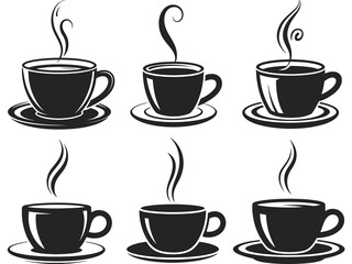 Obraz premium Hot Coffee Cup Vector Icon, Silhouette Illustration Representing Steaming Coffee for Cafés, Restaurants, Beverage Menus, Branding, and Creative Graphic Design Applications.