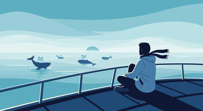 Whale Watching Serenity From A Ship Deck