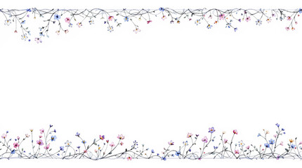 Pastel watercolor flowers framing a bright white background with soft romantic charm