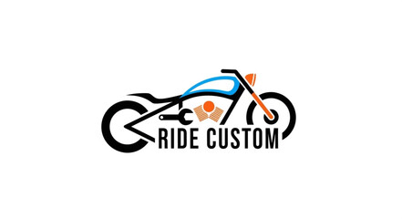 Custom Motorcycle Logo Design Element.