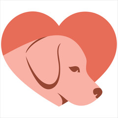Obraz premium Love Shaped Icon Containing a Cute Dog Flat Design Vector Illustration