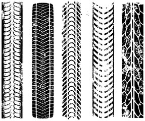 PNG straight skid mark overlay on transparent background. Tire trail texture for road and track designs.