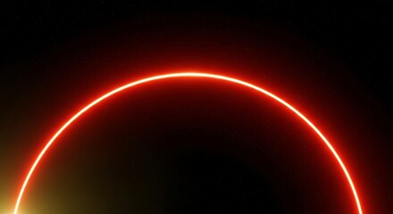 Glowing red neon arch in starry space