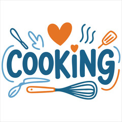 Obraz premium Cooking Essay with Ornaments Ingredients and Kitchen Tools Vector Illustration