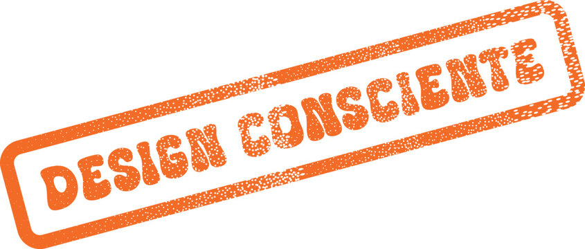 Orange Distressed Rubber Stamp Design Consciente Label for Creative Projects and Branding