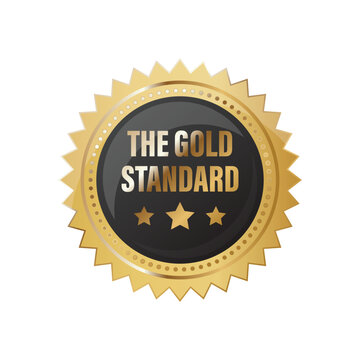 the gold standard premium seal with metallic frame and stars for high quality business branding