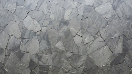 A mosaic of irregular natural stone tiles, creating a timeless architectural texture and a unique decorative element.