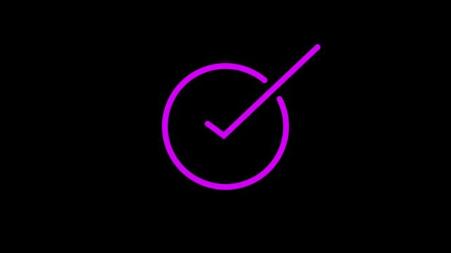 Check mark animation. check mark animation motion. Animated tick mark icon with circle loading animated on a black background approved 4k video