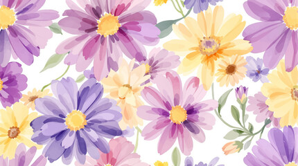 Obraz premium Soft Pastel Watercolor Flower Background with Romantic Spring Blossoms