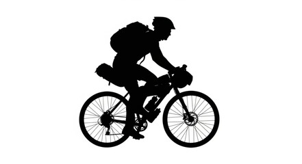 Obraz premium Cyclist Riding Mountain Bike Silhouette.