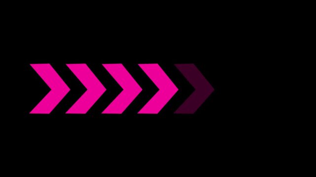 Right-directional arrow loop animation for overlay video layer. Seamless 4K motion graphics element.