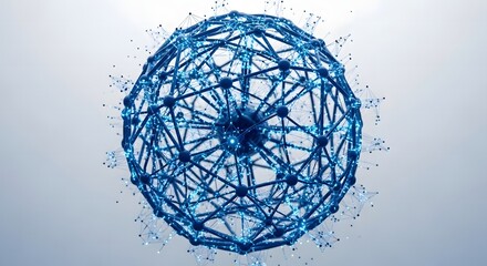 Blue Spherical Network Structure Representing Global Digital Connectivity