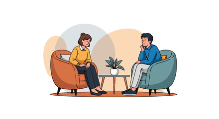 Psychologist Having a Therapy Session with a Patient in a Comfortable Office Setting