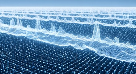 Digital data waveform on abstract technology grid background big data analytics concept