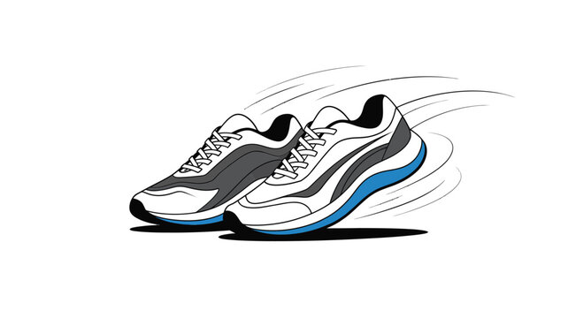 Illustration of a pair of running shoes with speed lines