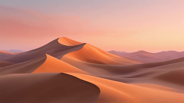 Minimal desert dunes rippling softly ambient wind motion seamless futuristic surreal ethereal ambience cascading softly glowing abstract unique style ultra realistic loop
