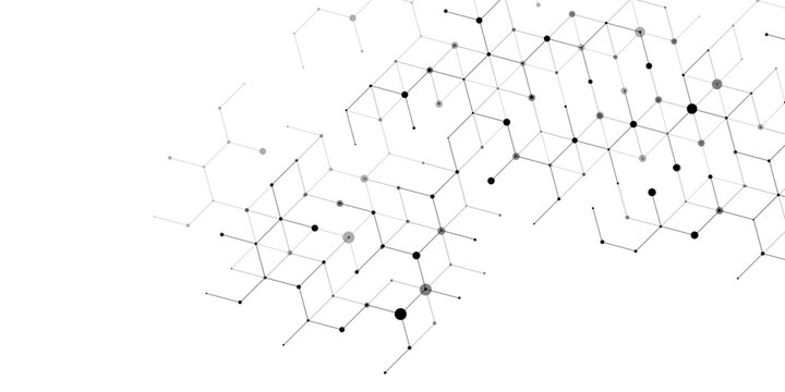 Abstract white geometric network connection background. isometric line and dot structure. Modern science and technology vector illustration.