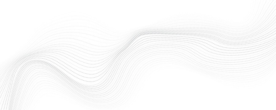 Abstract gray wave dynamic curve dots lines background. Energy technology concept halftone modern backdrop design for business, presentation, banner.