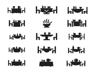Obraz premium Dinner Table Silhouette Illustration Collection